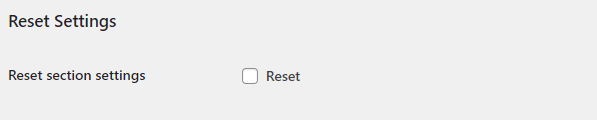 Reset Settings - Admin Screenshot