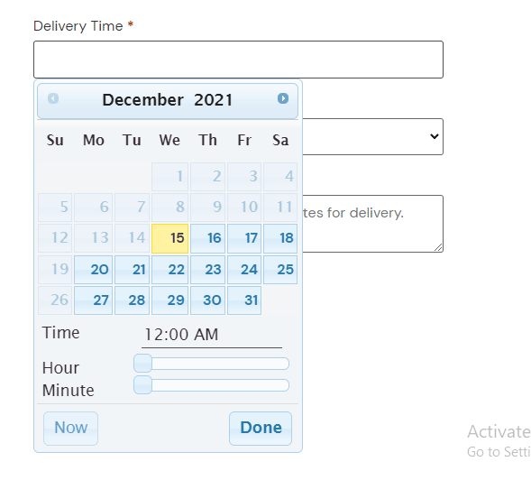 Delivery Time Field on Checkout